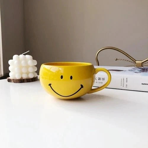 JoySip – Playful Ceramic Coffee Mug with Smiley Face for a Happy Start