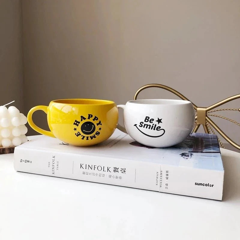 JoySip – Playful Ceramic Coffee Mug with Smiley Face for a Happy Start