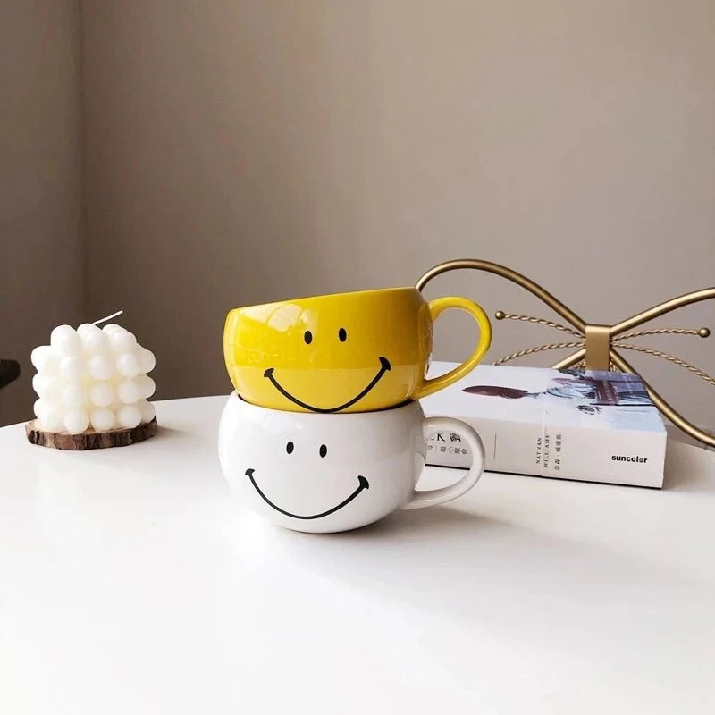 JoySip – Playful Ceramic Coffee Mug with Smiley Face for a Happy Start