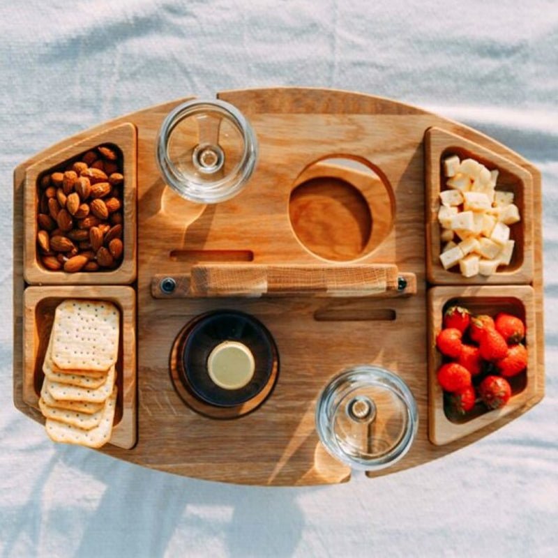 TerraVino Luxe Wooden Picnic Table – Stylish Table for Wine & Aperitif Moments