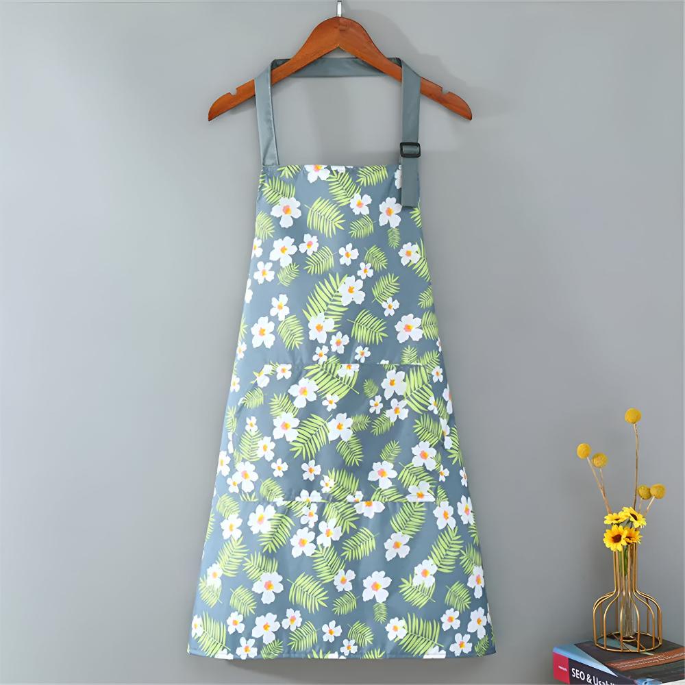 Fleurique Luxe Kitchen Apron – Coated Cotton with Vintage Floral Print for a Stylish Kitchen Experience