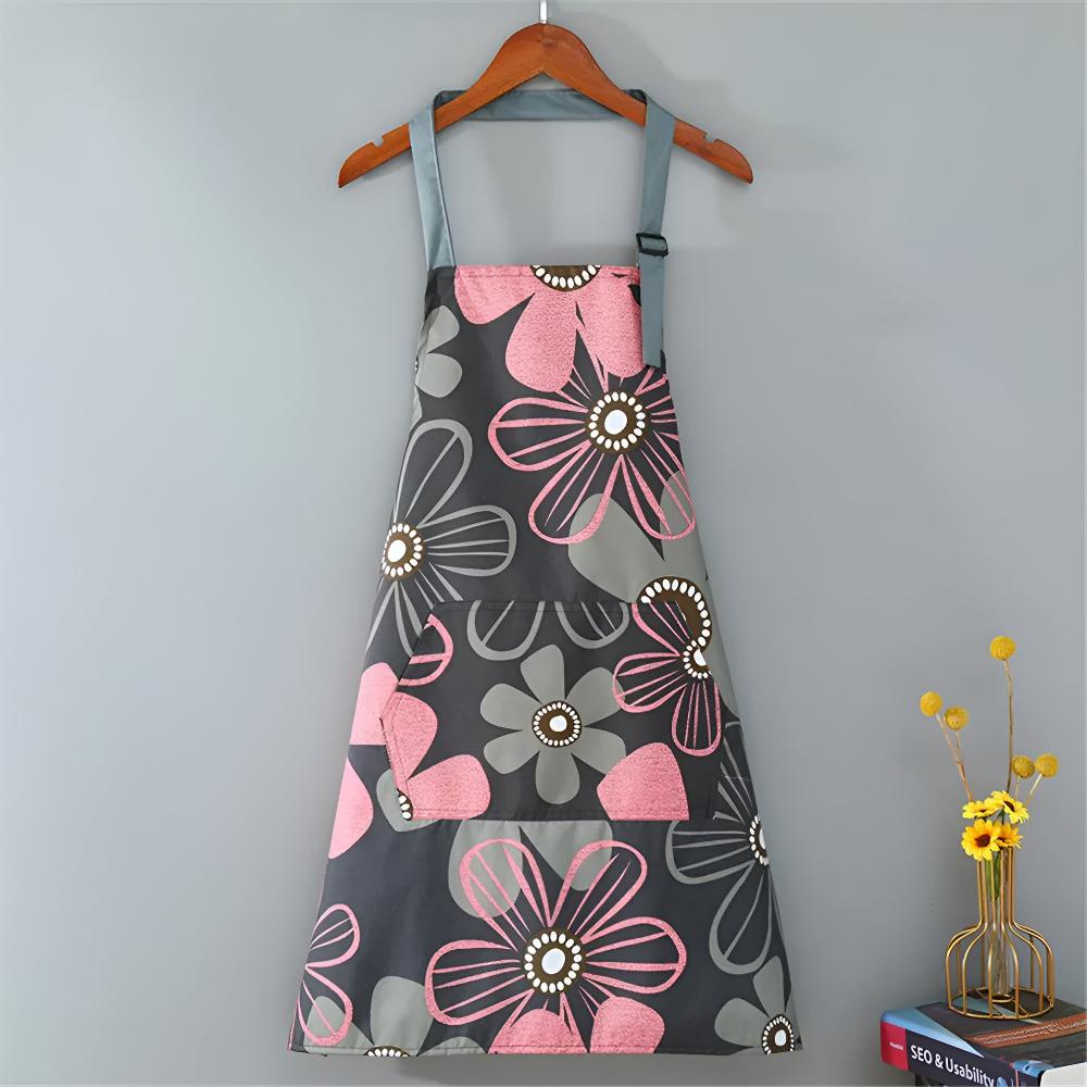 Fleurique Luxe Kitchen Apron – Coated Cotton with Vintage Floral Print for a Stylish Kitchen Experience