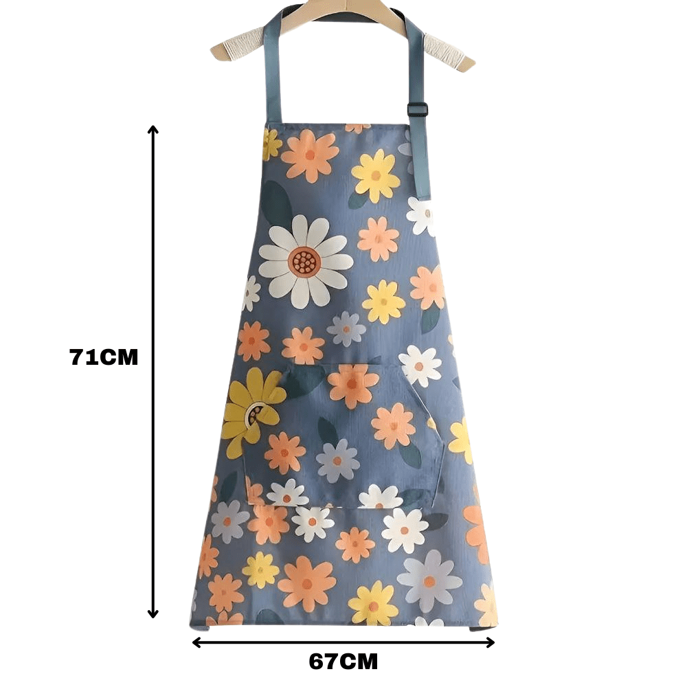 Fleurique Luxe Kitchen Apron – Coated Cotton with Vintage Floral Print for a Stylish Kitchen Experience