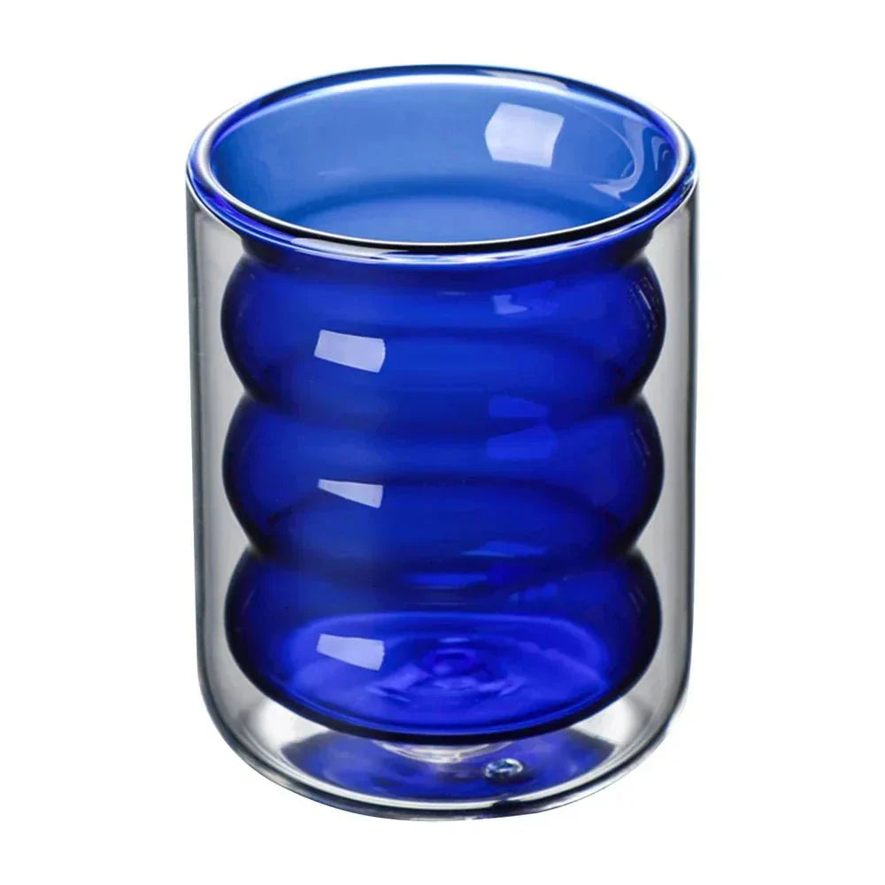 Ondula Luxe Double-Walled Glass Cup – Elegant Design for Stylish Moments
