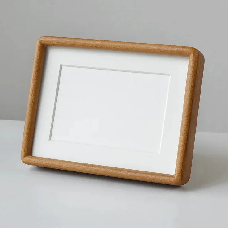 Cadre Photo Massif en Bois avec Passe-Partout et Coins Arrondis pour Table
