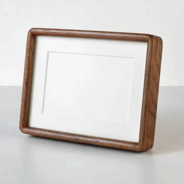 Cadre Photo Massif en Bois avec Passe-Partout et Coins Arrondis pour Table