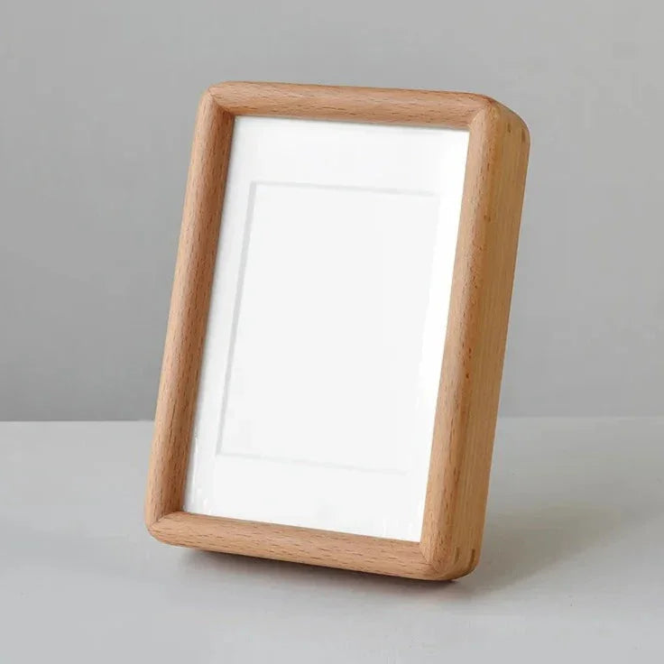 Cadre Photo Massif en Bois avec Passe-Partout et Coins Arrondis pour Table